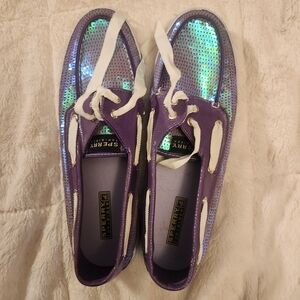 Sperry Top Sider Women's Purple Sequin Boat Shoes Size 11M Euc